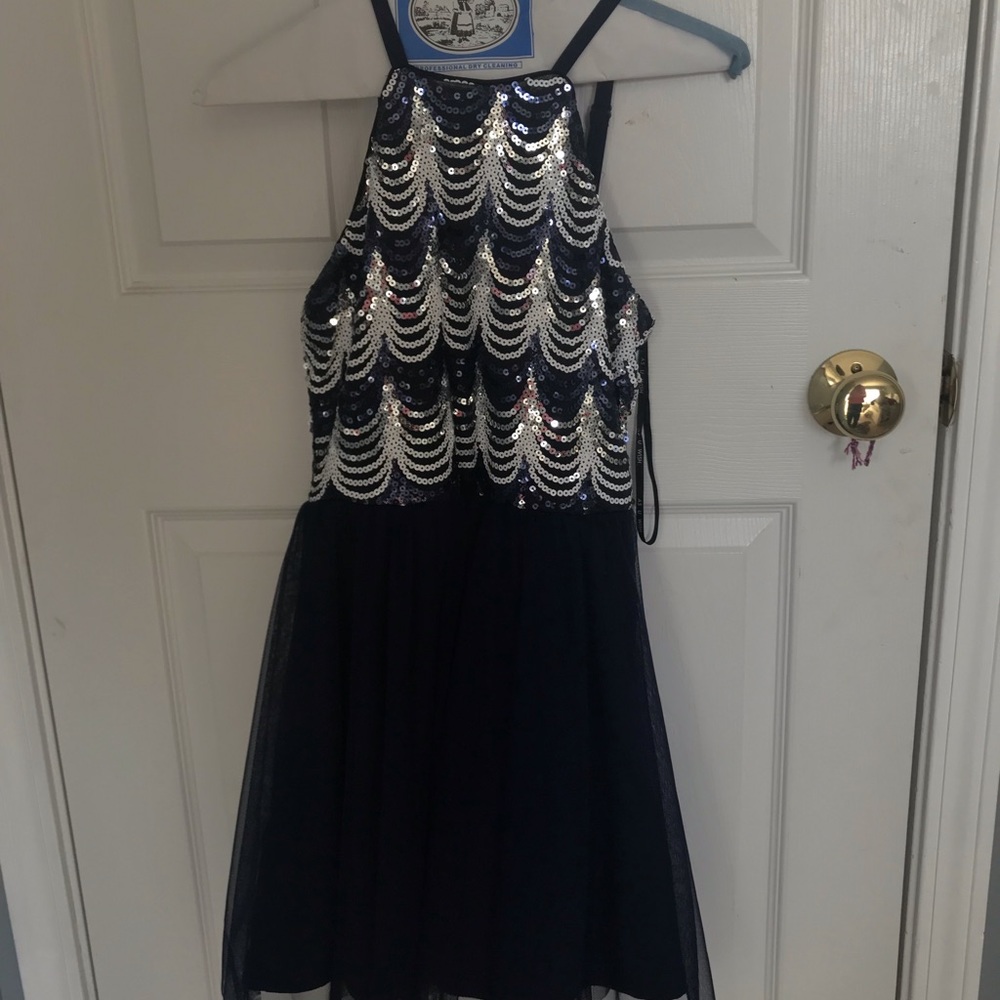 Navy blue and sequence homecoming dress